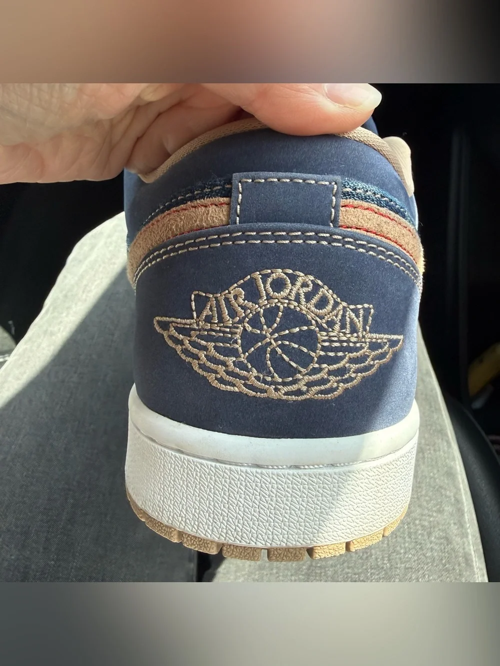 Air Jordan Low Top Sneakers in Denim Blue and tan suede size 11.5